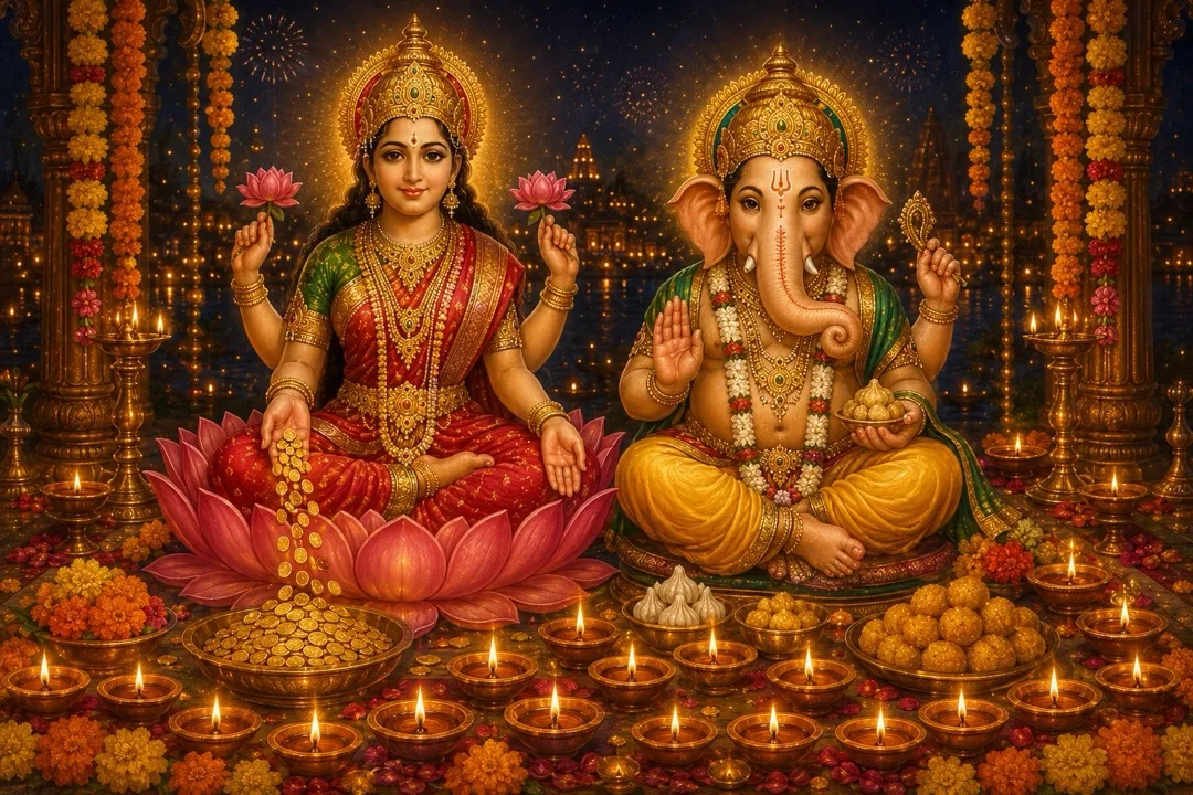 Painting for the Diwali Lakshmi Puja