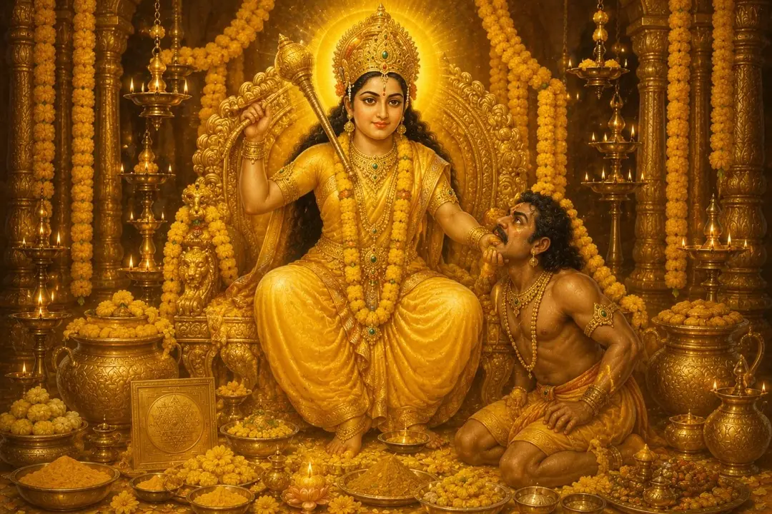 Painting for the Baglamukhi Puja